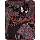 Jay Franco Plush Throw Blanket – 46" x 60" Inch Cartoon Kids Soft & Cozy Fleece Throw for Bedroom & Couch Décor, Official Licensed Product, Black - Miles Morales
