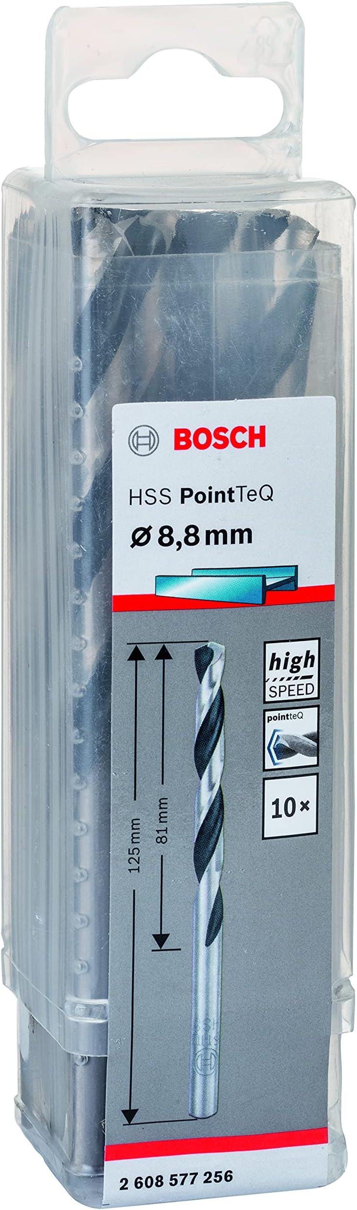 Bosch 10-piece PointTeQ HSS Twist Drill Bit for Metal Ø8.8 mm 81 x 125 mm
