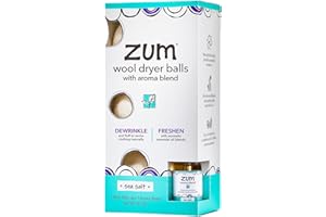 Zum Indigo Wild Laundry Dryer Balls Kit - Wool Laundry Balls for The Dryer - Essential Oil Spray - Reusable Drying Balls for Laundry - Sea Salt - (3 Dryer Balls, 1 Aroma Blend)