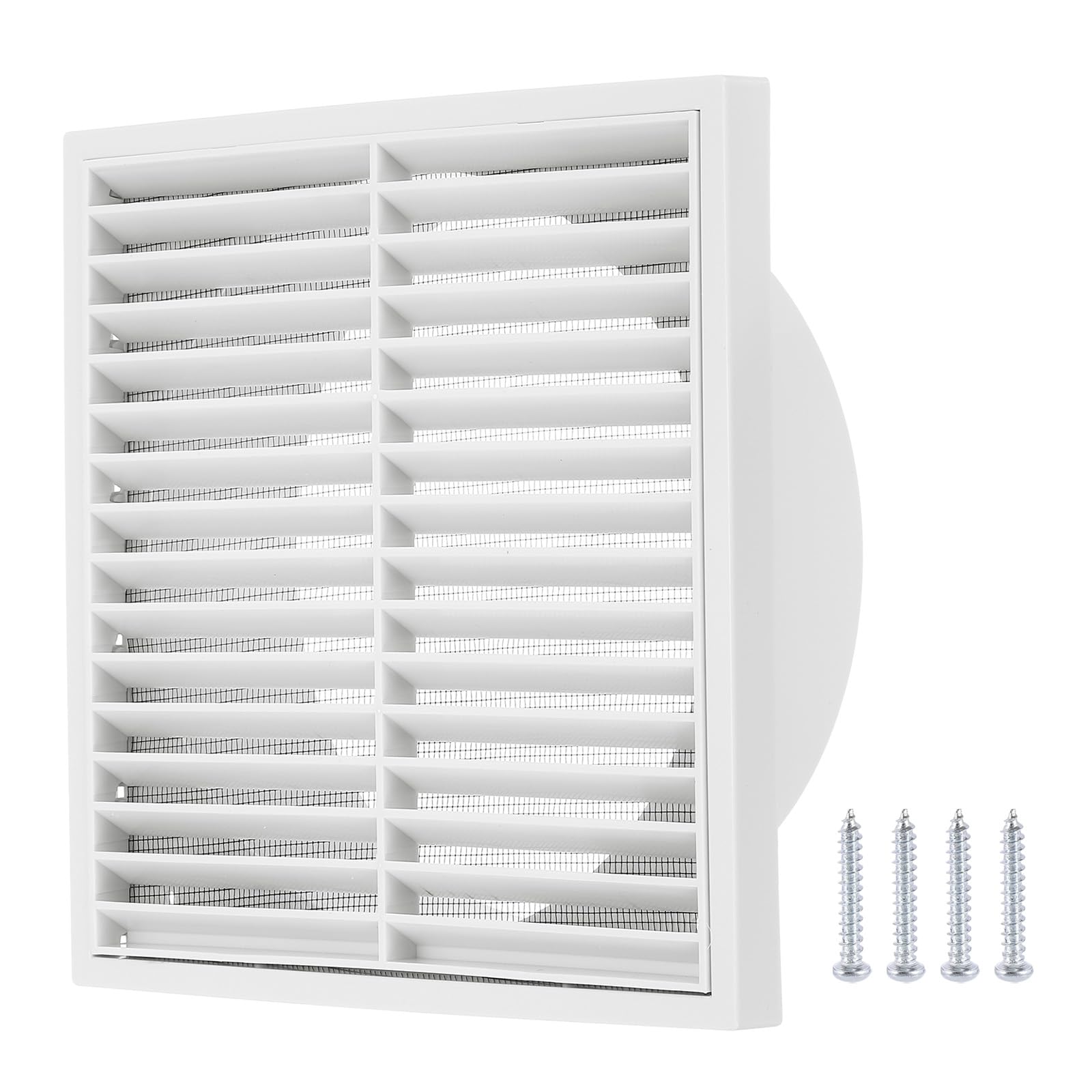 PATIKIL 8" Wall Vent, ABS Gable Vent Grille Louvered Square Louver Air Vent Cover with Screen Mesh for Exterior Wall AC HVAC Intake Exhaust Ventilation