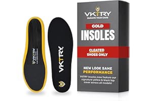 VKTRY Gold for Cleated Shoes - Carbon Fiber Performance Insoles Customized Athletic Inserts for Football, Baseball, Soccer, Golf, Lax & More | Run Fast, Jump High, US M9-9.5, W11-11.5, 121-170lb