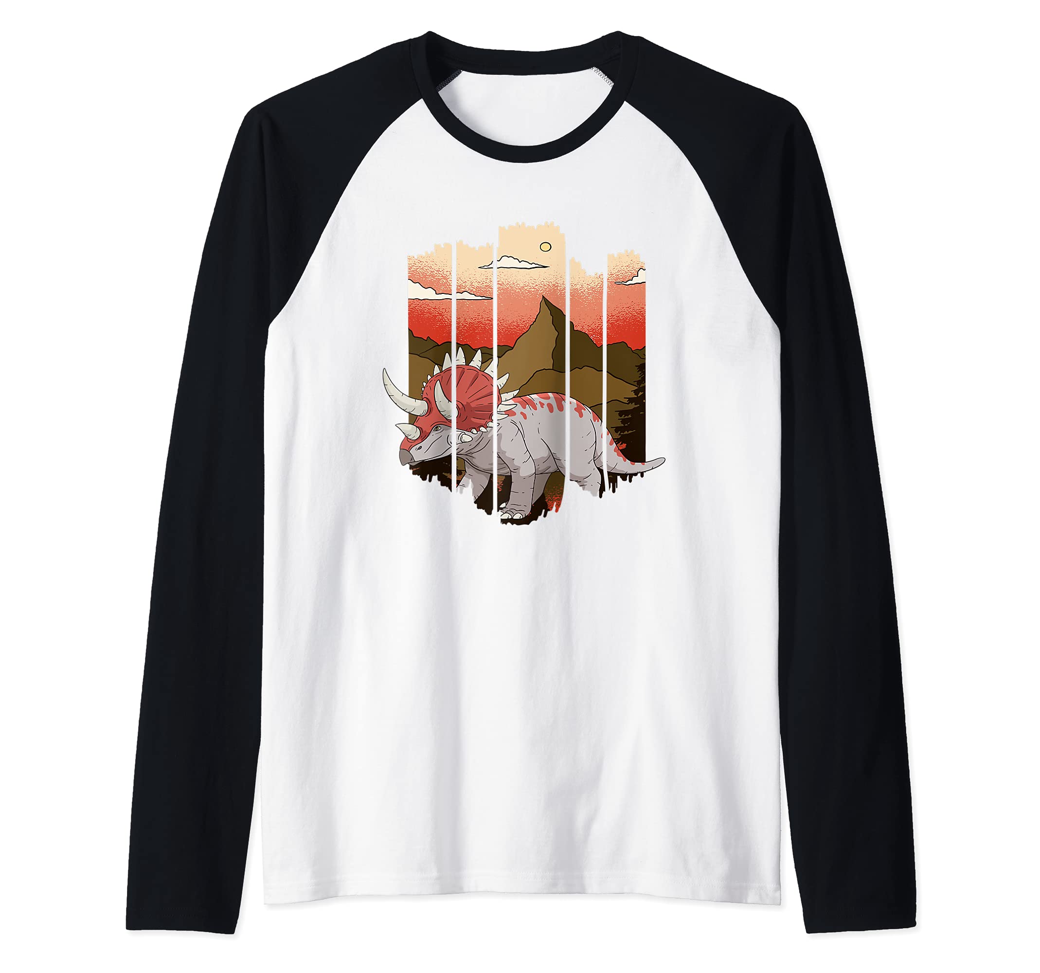 triceratops Dinosaur Vintage Saurus Raglan Baseball Tee