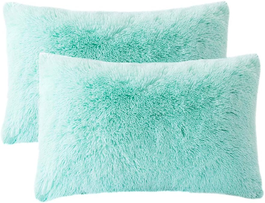 Amazon Com Liferevo 2 Pack Shaggy Plush Faux Fur Pillow Shams
