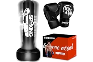 SPOXING Freestanding Punching Bag for Adults, 70'' Boxing Bag with Stand Heavy Bag with Boxing Gloves and Electric Air Pump, Women Men Kickboxing Bags for Beginners Training MMA Muay Thai Fitness