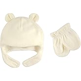Luvable Friends Baby-Girls Beary Cozy Hat and Mitten Set