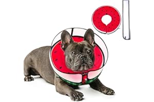 MARIYAGO Inflatable Dog Cone Collar with Enhanced Anti-Licking, Soft Neck Donut for Dogs Cats, Recovery Pet Cone Collar After Surgery for Large Medium Small Dogs… (Watermelon, Medium)