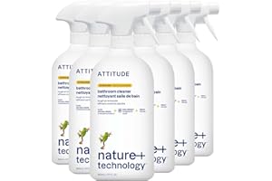 ATTITUDE Bathroom Cleaner Spray, EWG Verified, Plant-Based & Vegan, Safe for Bathroom Surfaces, Tiles, Tubs, Shower Walls, an