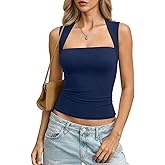 EasyGala Womens Double Lined Square Neck Tank Tops Basic Slim Fit Sleeveless Shirts Y2K Summer Going Out Outfits 2026