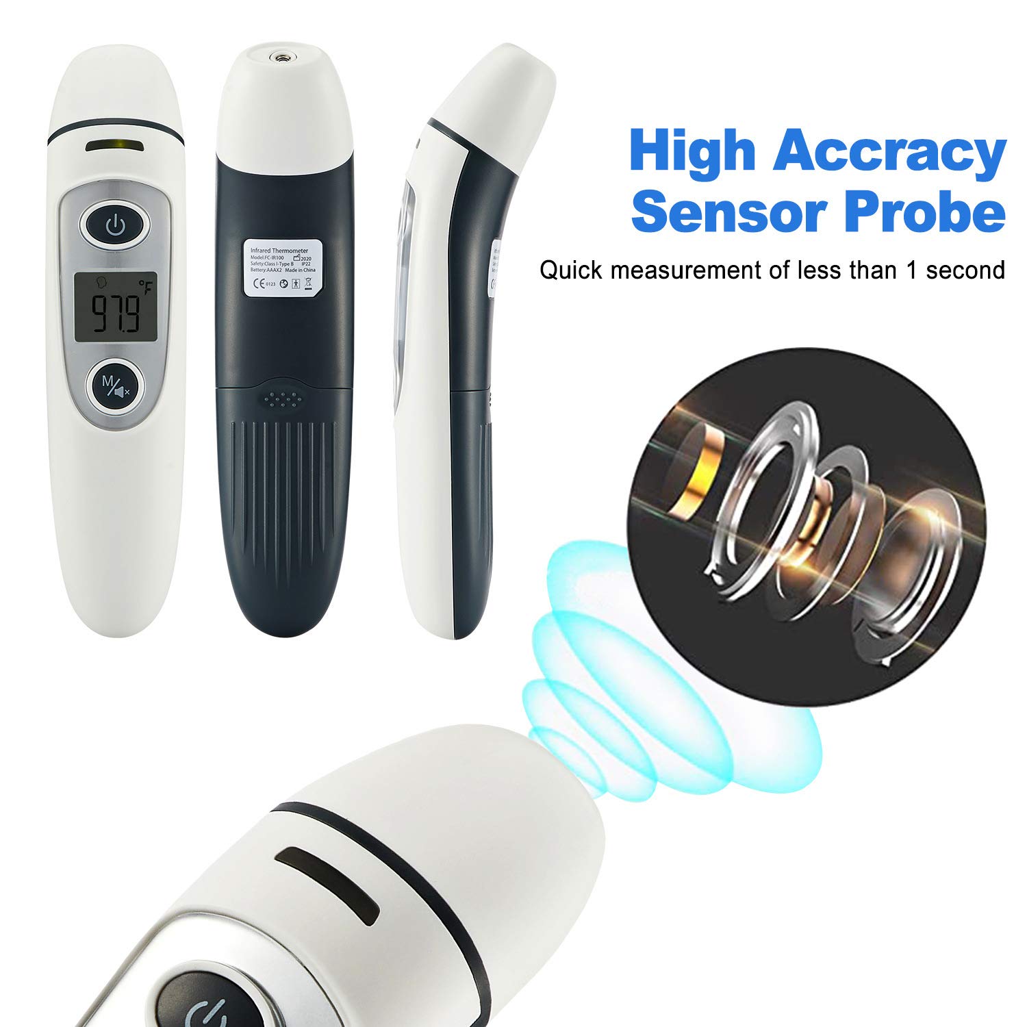 Ear Forehead Thermometer Digital Infrared Temporal Thermometer with Fever Alarm and Memory Function – Ideal for Babies, Infants, Children, Adults, Indoor, and Outdoor Use : Baby