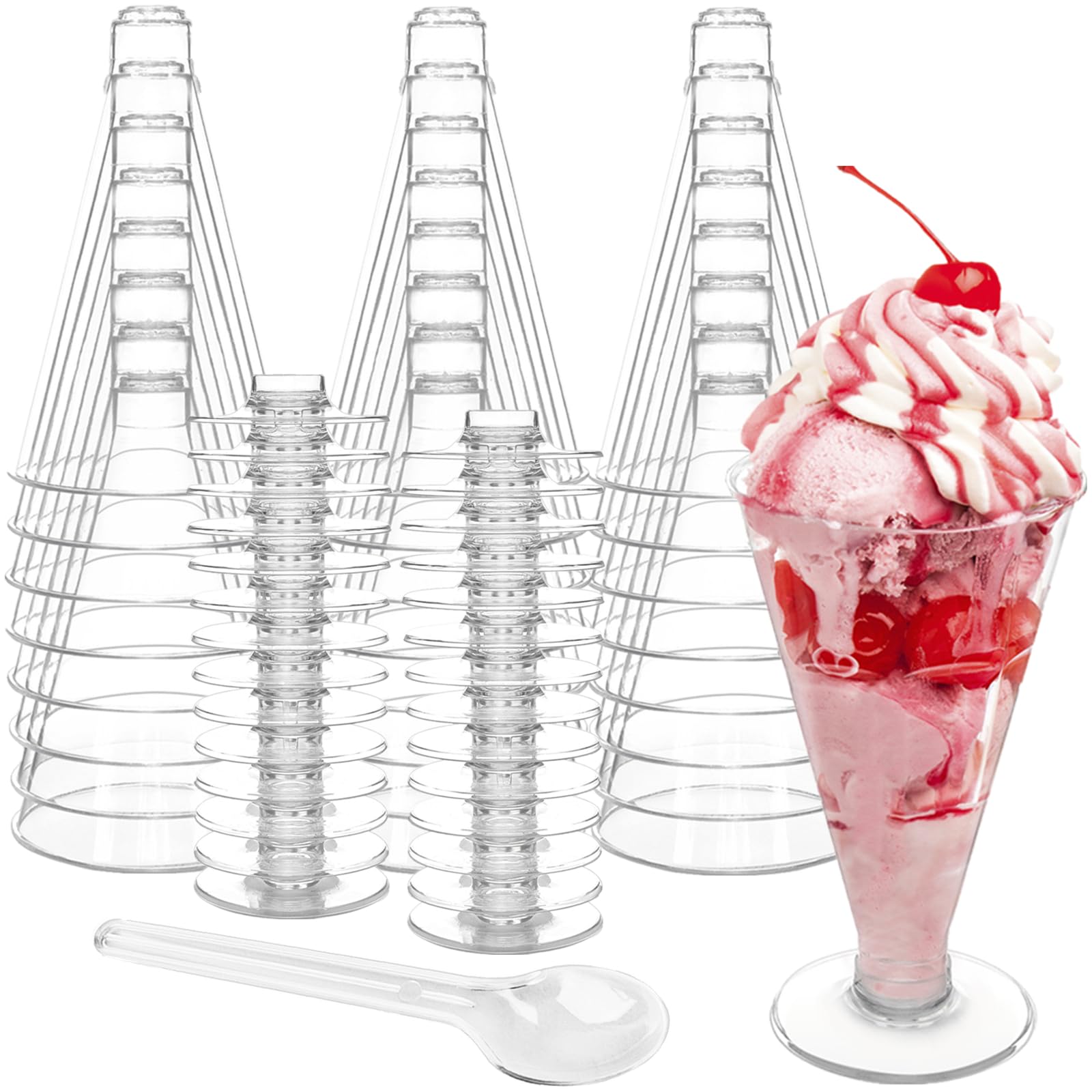 Photo 1 of TOFLEN 40 Pack Disposable Plastic Martini Glasses, 6 oz Tall Dessert Cup with Spoons Reusable Cocktail Shooters for Party Wine, Champagne, Parfait, Appetizers