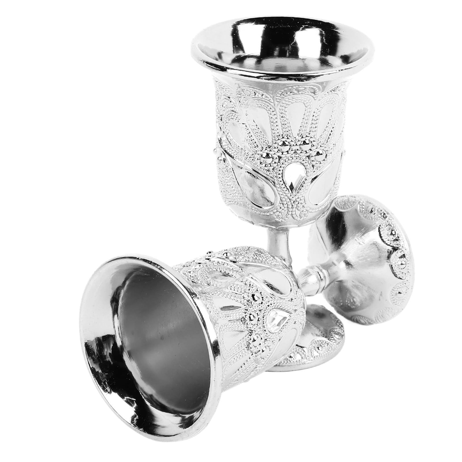 Vintage Chalice Goblet, 2pcs Silver Chalice Mini Goblet Retro Goblet Cups Metal Wine Glass for Wine Liqueur Whiskey Chalice Metal Cocktail Glass for Home Bar