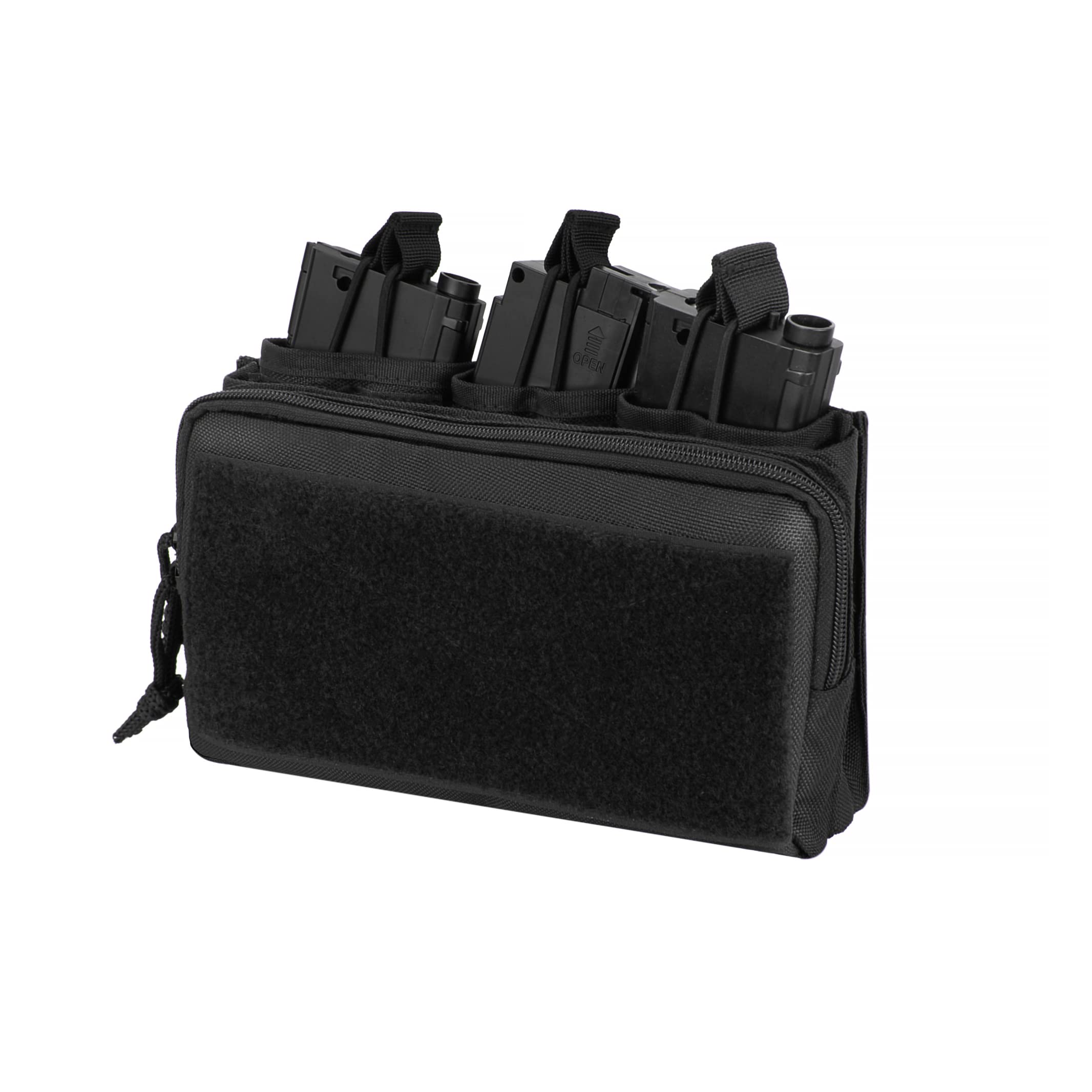 BOOSTEADY Molle Admin Mag Pouch for Pistol and Rifle, Triple Open Top Mag Pouch with Bungee Straps, Easy to Carry and Use