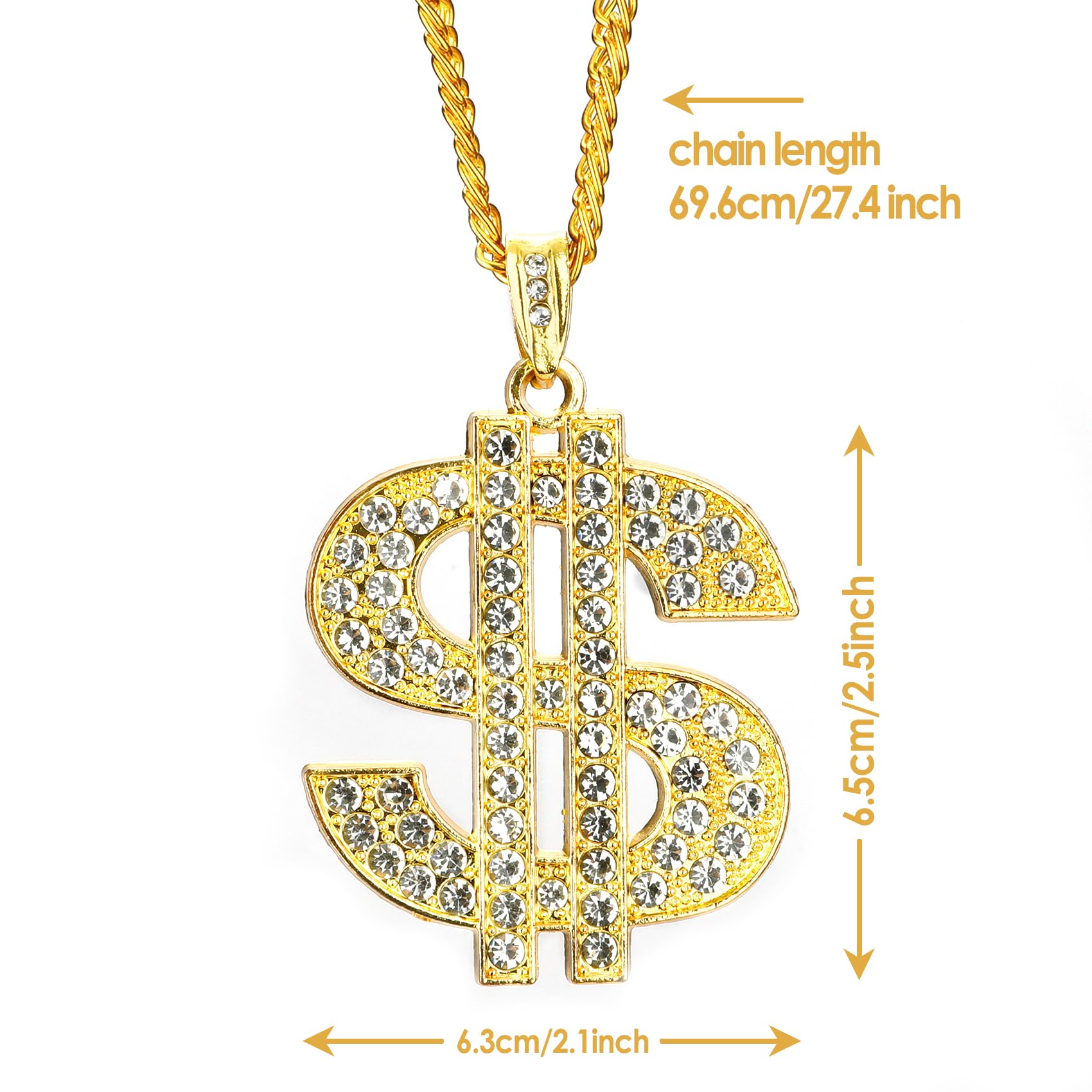 Hip Hop Gold Chain Long Gold Plated Necklace Accessories Mens Dollar Sign Necklaces Money Necklace Fake Gold Chain