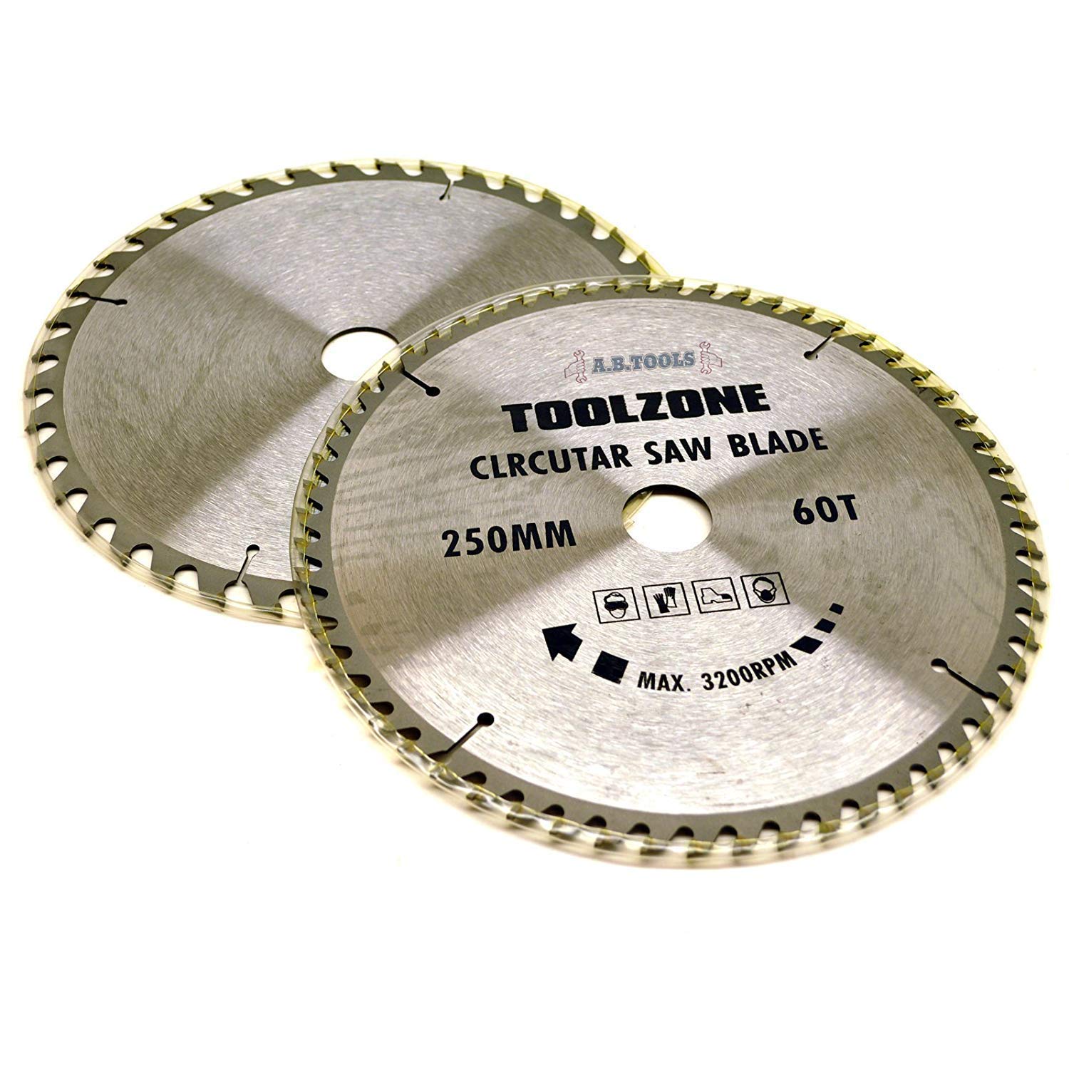 2pc 250mm TCT Circular Saw Blades 40 and 60 Teeth with Adapter Rings