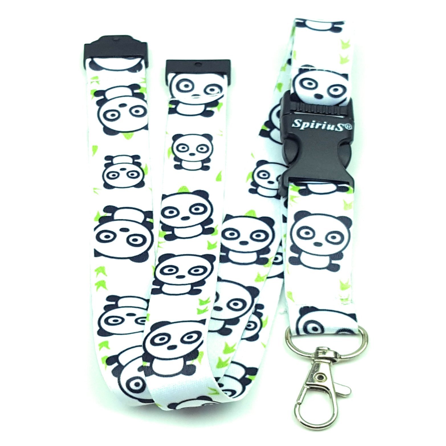SpiriuS Neck Strap Lanyard With Strong Metal Clip for ID Badge Holder, Key Holder (love panda)