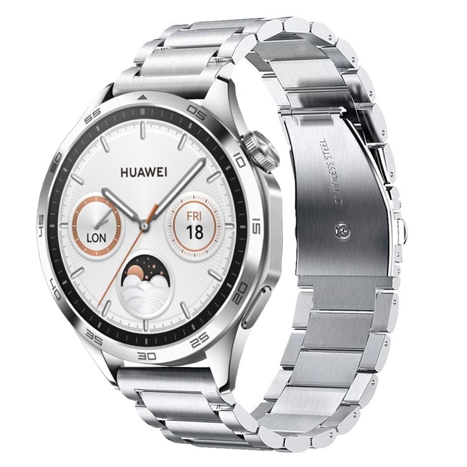 Metal Strap Compatible for Huawei Watch GT5/GT4/GT3/GT2 46mm/GT 2 Pro, Stainless Steel Band Replacement Wristband for Men Women (Silver)