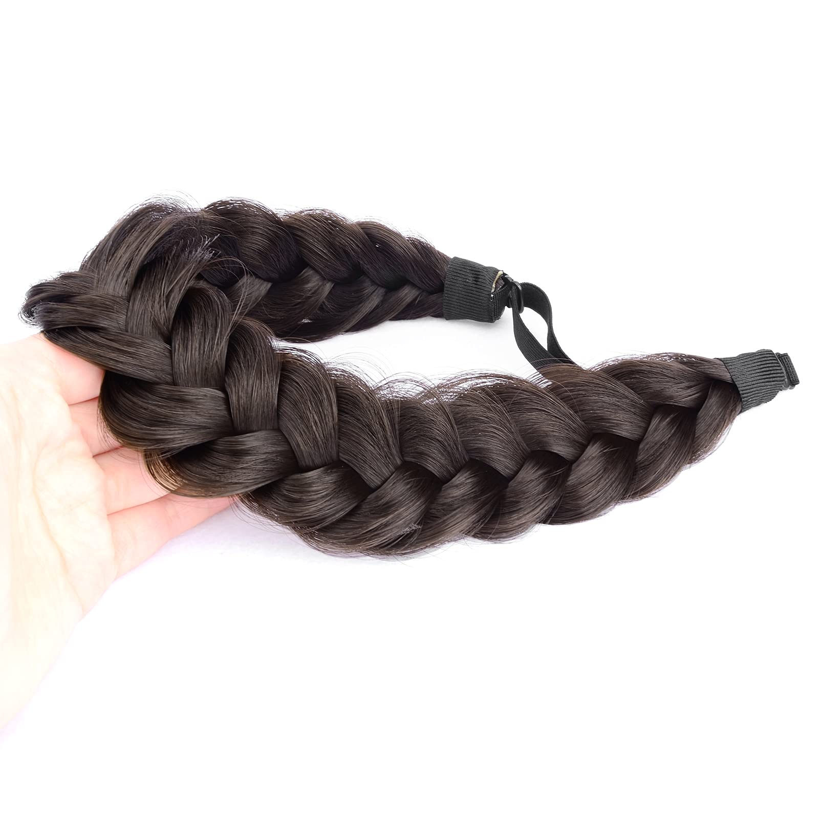 Gledola Messy Synthetic Hair Braided Headband Classic Chunky Wide Plaited Headband for Women Girl Beauty (Chocolate) — image 1