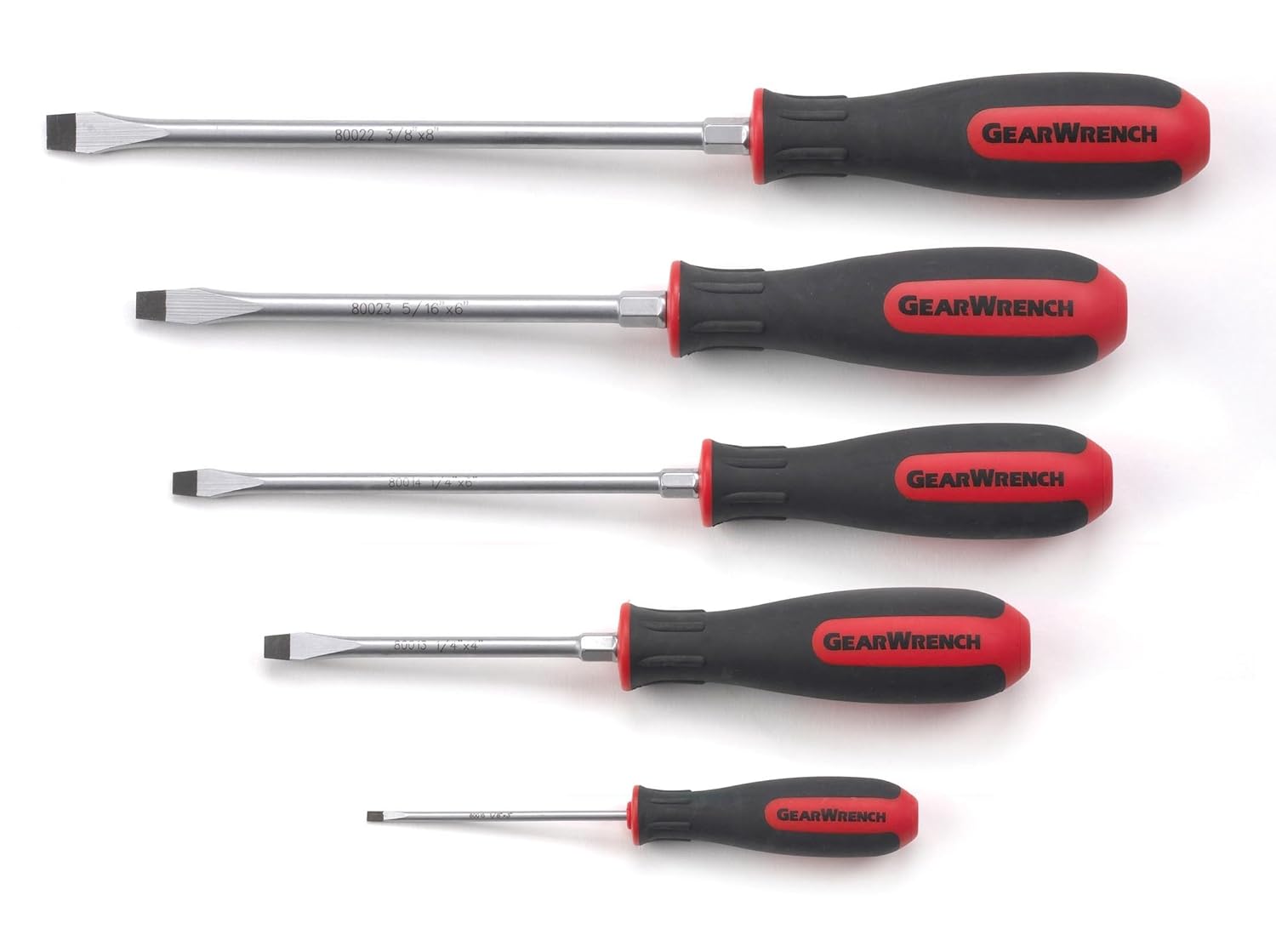 GEARWRENCH 80053 5 Piece Slotted Dual Material Screwdriver Set Tools