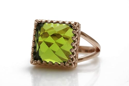 Dainty Peridot Ring in 14k Rose Gold 