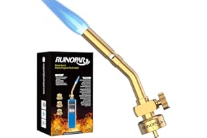 RUINOPAR Propane Torch Head, Mapp Map Gas Torch, Solid Brass Soldering Torch, Fuel by MAPP MAP Pro Propane, Pencil Flame Blow Torch for Soldering, Brazing, Welding