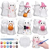 Poen 6 Sets Halloween Ghost Ready to Paint Your Own Gnome Statues | Halloween Crafts to Paint for Adults,Unpainted Ceramics,Figures to Paint,DIY Arts and Crafts Classroom Project Activity,4 In