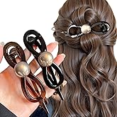 Elegant Pearl Bow Twisted Hair Clips For Women 4.33IN Black Coffee Colors Bowknot Twist Barrettes Hair Clip Cute Twist Bow Claw Clip Hairclips Non Slip Flat Claw Clips For Thin Thick Hair Accessories