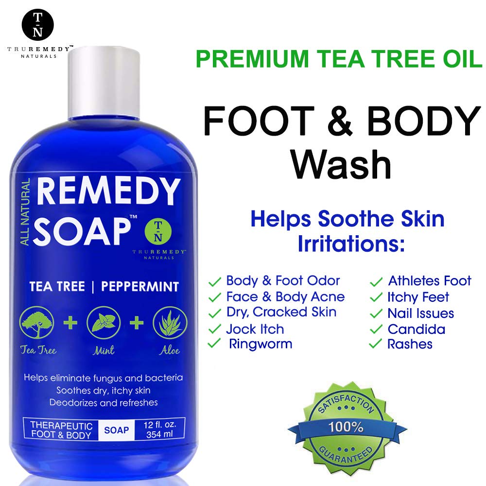 Remedy Soap Tea Tree Oil Body Wash, Helps Body Odor, Athlete’s Foot, Jock Itch, Ringworm, Yeast