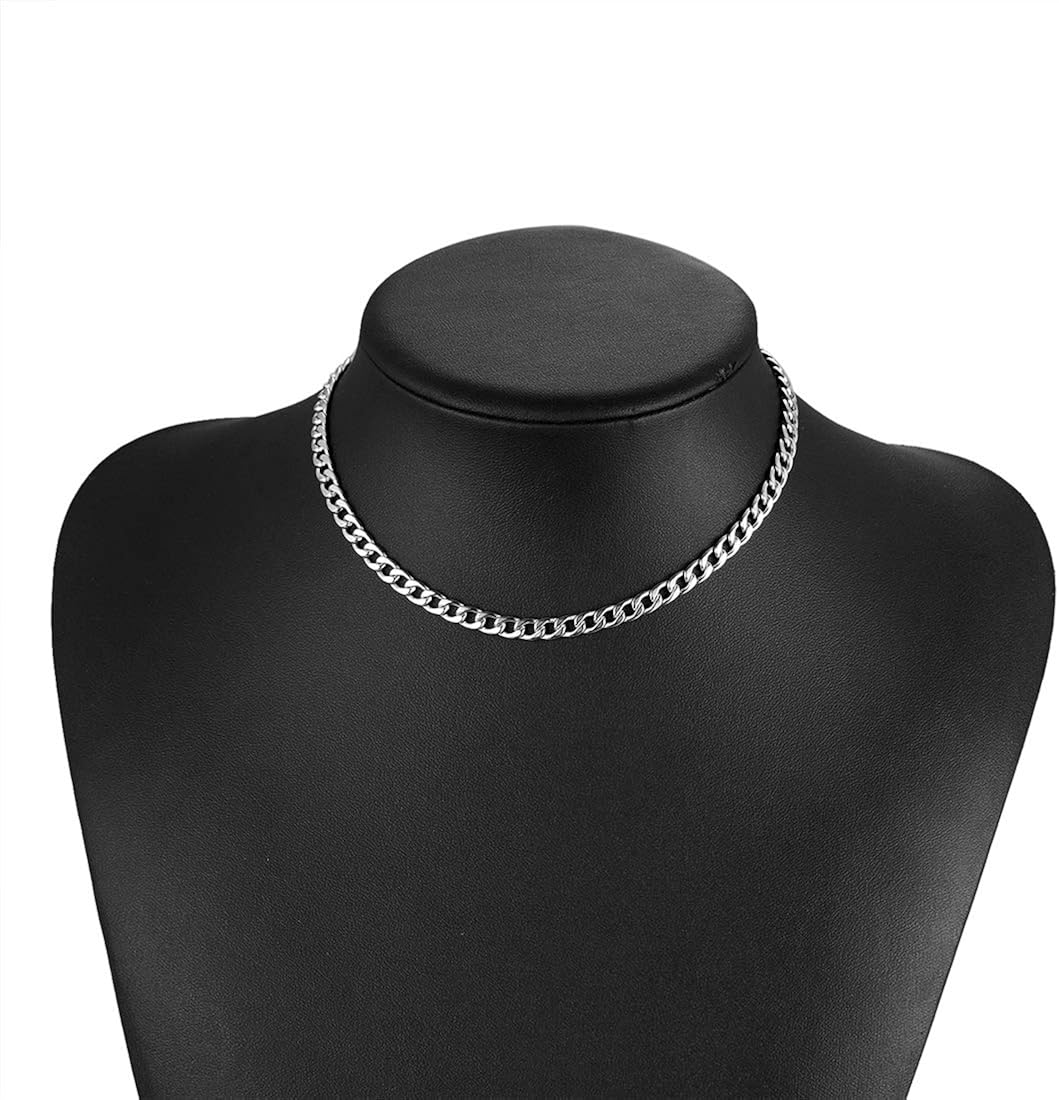 Mens Cuban Link Stainless Steal Chains Men Cuban Chain Choker, Silver-5mm Wide, 36cm - Image 3