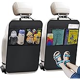 Kick Mats with Organizer - 2 Pack Backseat Protector Seat Covers for Your Car, SUV, Minivan or Truck Seats - Vehicle Back Sea