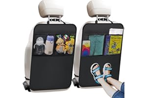SMIINKY Kick Mats with Organizer - 2 Pack Backseat Protector Seat Covers for Your Car, SUV, Minivan or Truck Seats - Vehicle Back Seat Kids Safety Accessories - Universal Fit Automotive Interior Protectors