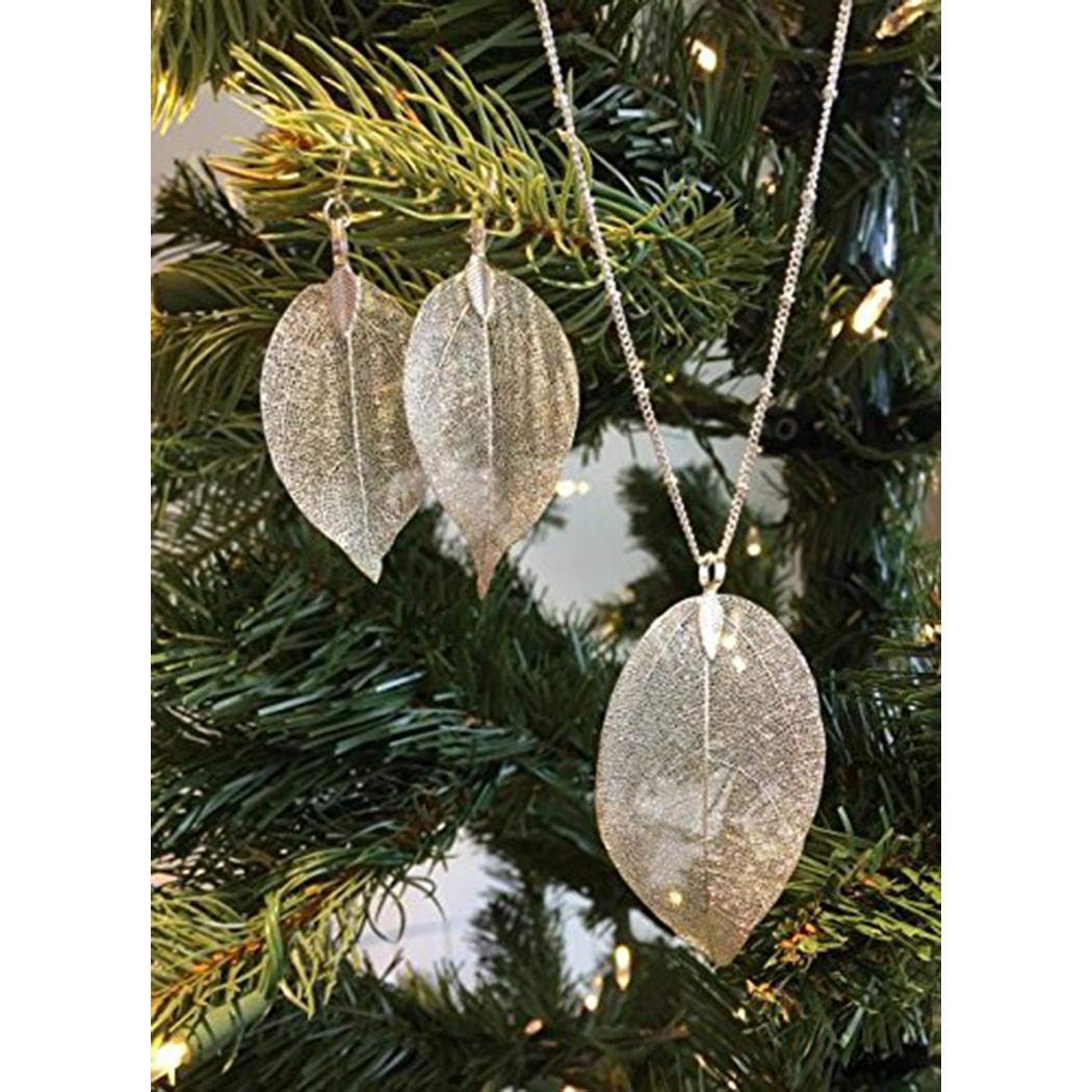 Lindames Women Fashion Leaf Pendant Pendant Necklace Drop Earrings Set Gifts Jewellery Sets
