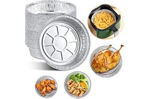 Xtahdge 50PCS 6" Disposable Aluminum Foil Plate Round Tin Foil Pie Pan Air Fryer Baking Cooking Storage Roasting