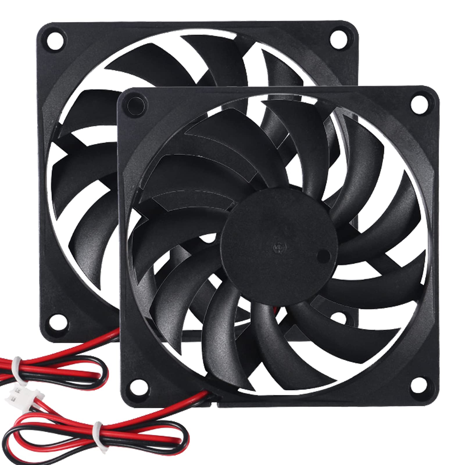 2Pcs DC 12V 8010 Fan Dual Ball Bearings 80mm 10mm Fan 3D Printer 80x80x10 Brushless Cooling Fan for Makerbot for 3D Printer PC CPU Computer Case Fan Cooler and Other Small Heat Dissipation Equipment