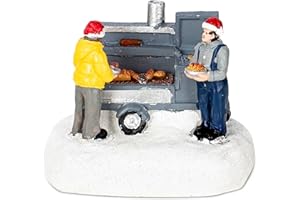 innodept12 Christmas Village Accessories Figurines Scene with LED Light, Battery Operated(3V) not Included (Grilling)