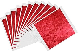 KINNO Red Foil Leaf Sheets, 3.15" Red Gilding Gold Foil 100 Sheets for Paintings, Arts Crafts, Nail Deco, Furniture