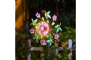 BUARO8AGA Hummingbird Solar Wind Spinners for Yard - 51" Metal Wind Sculptures Garden Stake with Color Changing LED Lights 360° Windmill Kinetic Spinner for Garden Lawn Patio Yard Decor