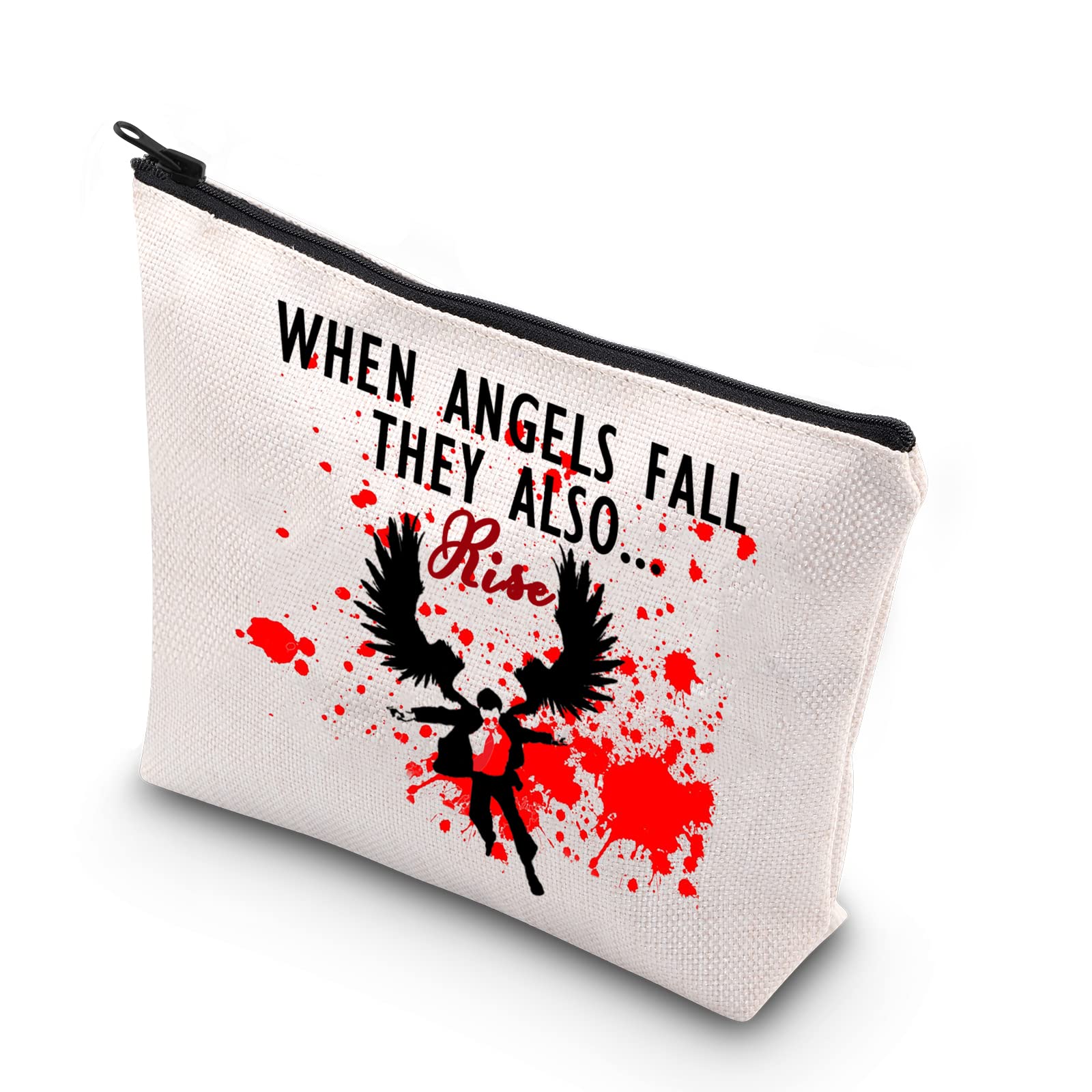 PLITI Lucifer TV Series Gift Lucifer Morningstar Wings Gift When Angels Fall They Also Rise Lucifer Quote Cosmetic Bag (Angels fall rise U)