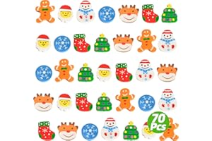 Kaemi 70 Pcs Erasers for Kids, Christmas Mini Erasers Bulk Novelty Fun Cute Erasers for Party Favors Home School Work Classroom Prizes