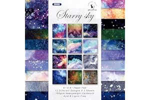 YASMEN Scrapbook Paper Pad, 24 Sheets Celestial Themed Mixture Colored Paper, 6"×6” Space Galaxy Cardstock Pads for Card Making,Designer Junk Journal, Planners, Background Borders Greeting Cards
