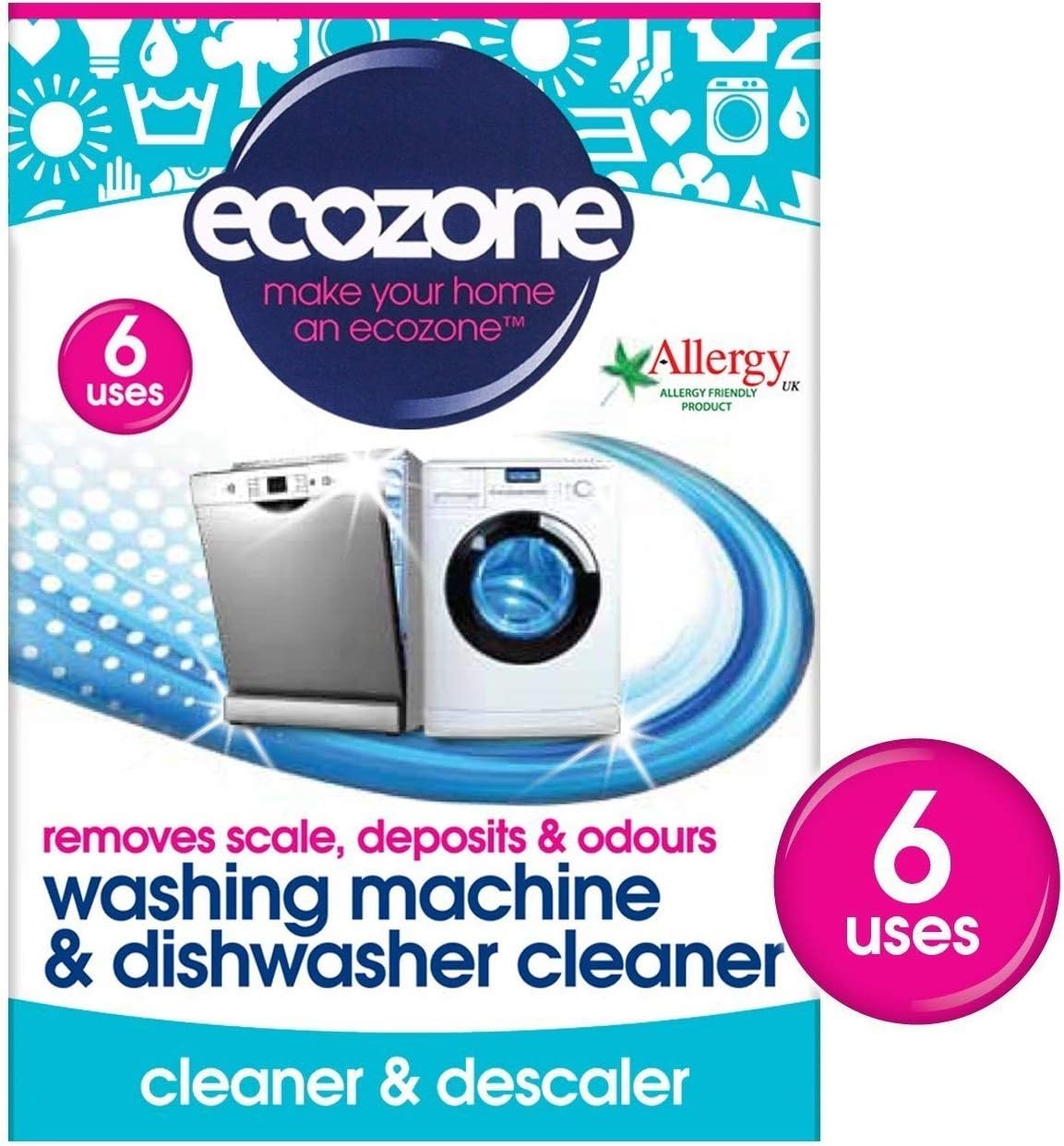 Ecozone Washing Machine and Dishwasher Cleaner x 6 Uses (Pack of 2)