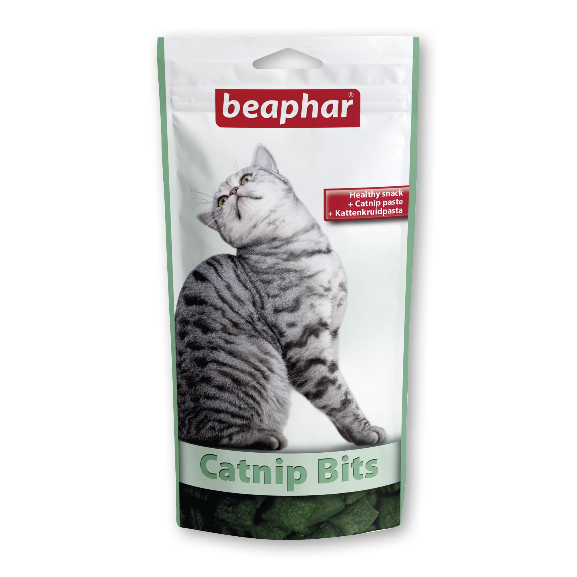 Beaphar - Catnip Bits for Cats – Delicious, Crunchy Treats Filled With Catnip Paste to Give Cats an Exciting and Irresistible Treat - Resealable Pack – For Cats of All Ages and Breeds – 75 treats