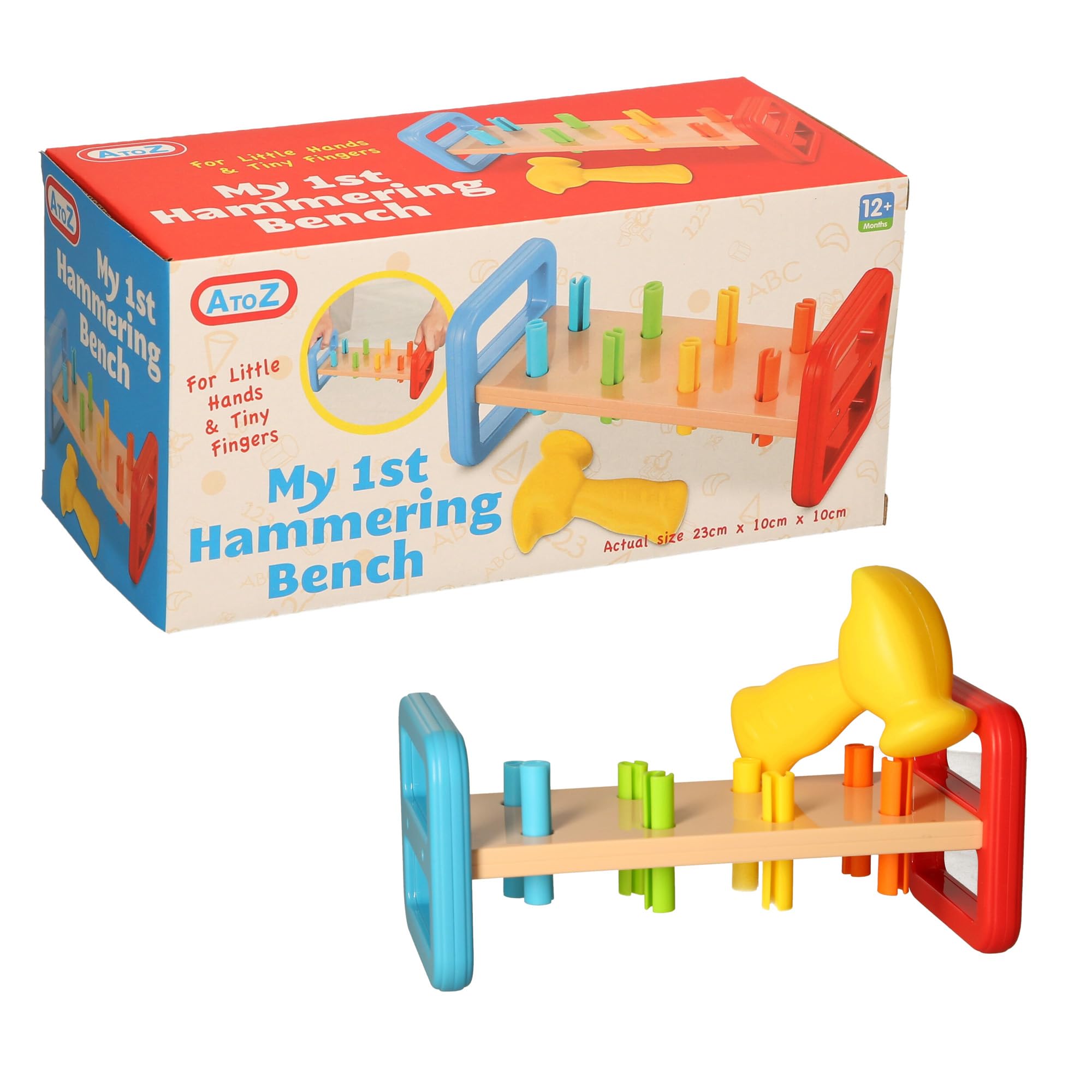 Atoz My 1st Hammering Bench, Educational Toy for Toddlers, 23cm x 10cm x 10cm, 12+ Months