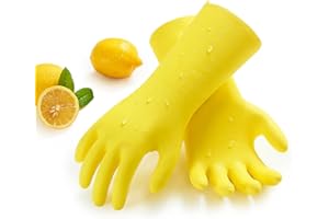 Vgo... Household Cleaning Gloves,Double-layer, Lined Dishwashing Gloves,Long Sleeves Kitchen Gloves, Bathroom Cleaning