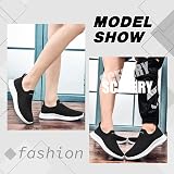 Hanani Mens Womens Slip On Trainers Breathable Lightweight Shoes Black White view 6