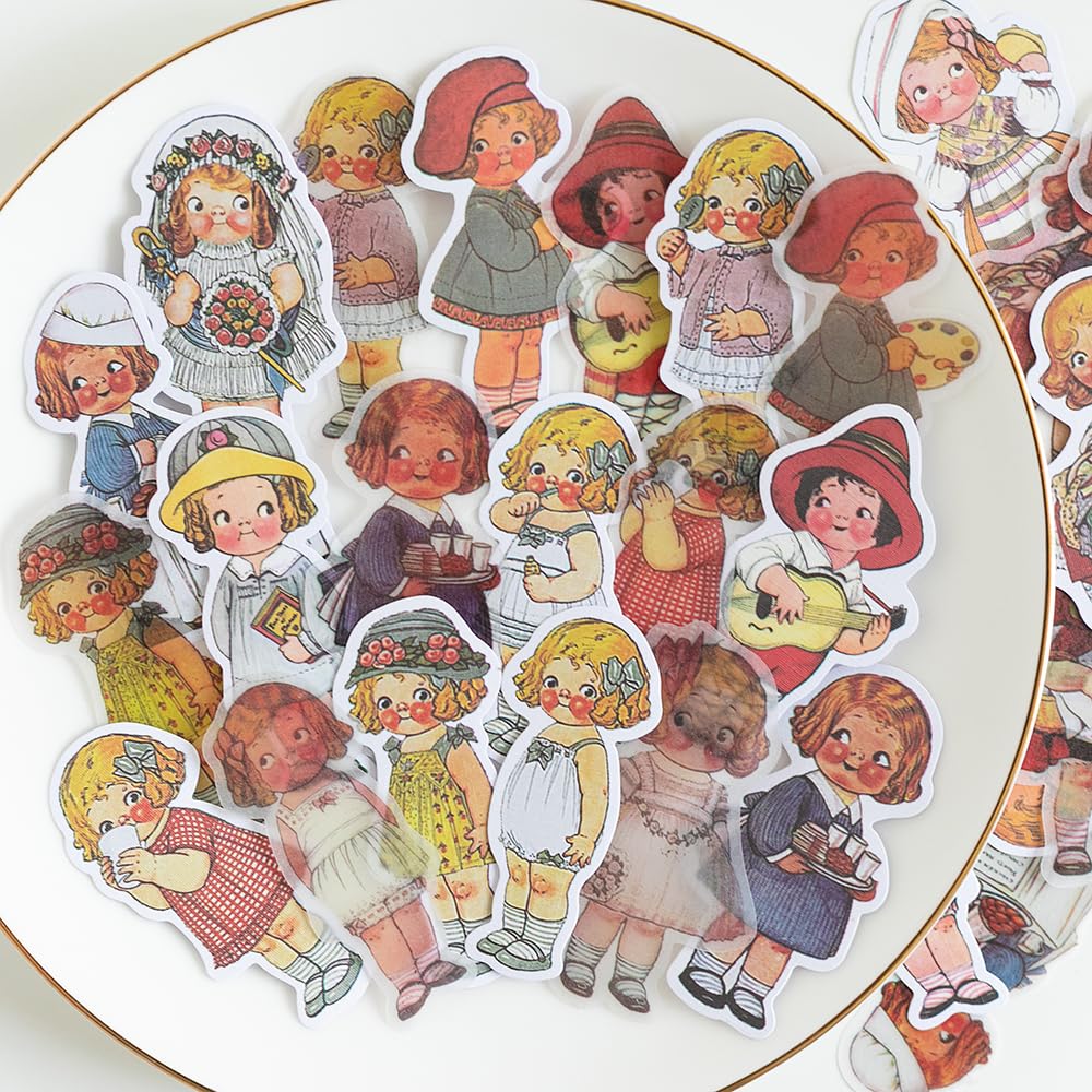 Alideco 80Pcs Scrapbook Stickers Set Vintage Scrapbook Paper Aesthetic Cute Kawaii Girls Stickers Journaling Assorted Phone Adult (duduxiaomei)