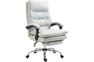 Vinsetto Executive Office Chair with 6-Point Vibration Massage, Reclining Microfibre Computer Desk Chair with Double-Layer Pa