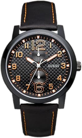 Guess Lights out W95111G2 - Reloj de Caballero de Cuarzo, Correa de Piel Color Negro