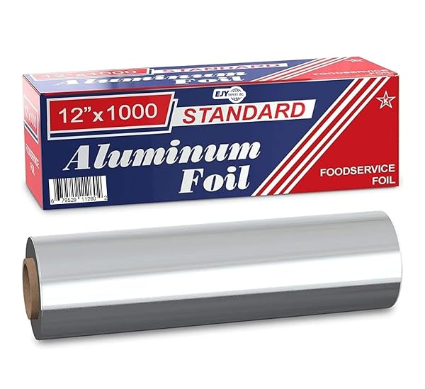 EJY IMPORT STANDARD PREMIUM ALUMINUM FOIL | 12”X1000 FEET LONG | INDUSTRIAL SIZE AND STRENGTH | COMMERCIAL GRADE & LENGTH FOIL WRAP FOR FOOD SERVICE INDUSTRY AND HOME USE| STRONG SILVER (1 PACK)