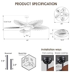 Wiviniya Tropical Ceiling Fans with Lights and