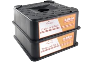 VACALLITY RV Trailer Jack Block, Trailer RV Stabilizer Blocks, 2 Pack Up to 16000 Lbs, Heavy Duty Sturdy Utility Jack Stand for 5th Wheels, Scissor Stabilizer, Round Square Tongue Jack Foot